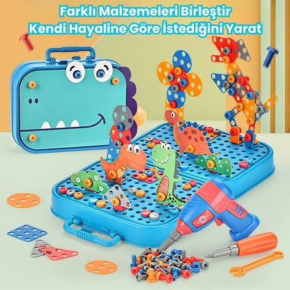 Elektrikli Matkap Çocuk Oyuncak Seti-Stem Eğitim Kiti-El ve Kol Kordinasyon Geliştirici